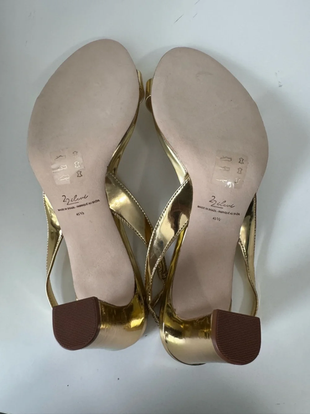 22ÉLEVÉ Women's Slingback 85MM Leather Sandals - Gold US Size 10.5 New - Picture 6 of 6